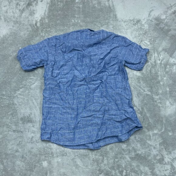 Weatherproof Vintage Mens Linen Shirt Short Sleeve Medium Blue a0446 - Picture 8 of 9